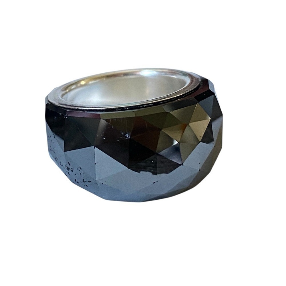 SWAROVSKI NIRVANA RING sz 52 Jet Black Silver Crystal Ring - Picture 2 of 4